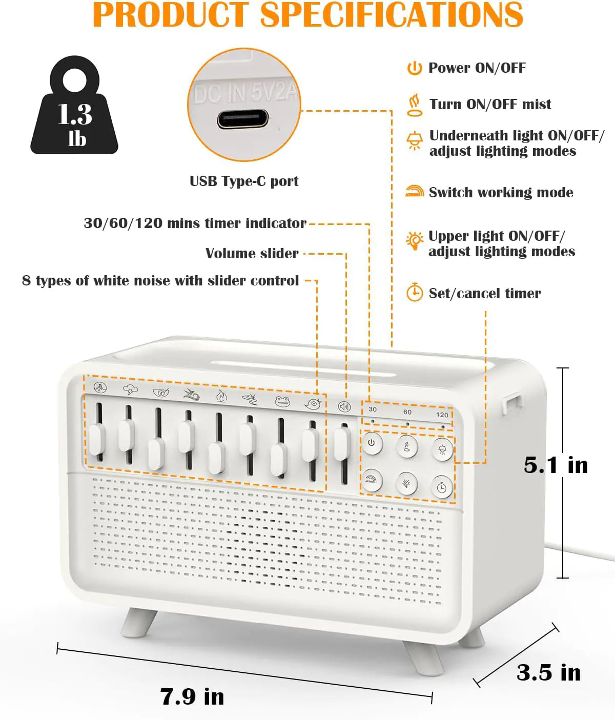 3-in-1 Bluetooth White Noise Speaker Humidifier